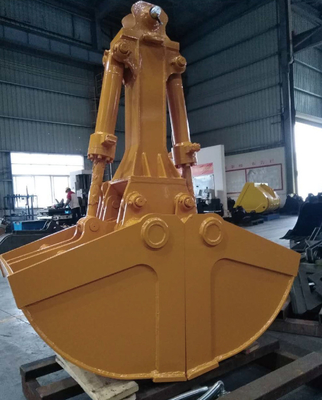 Customized Yellow Color Clamshell Bucket 0,4-6 Meter Kubik Kapasitas Untuk Excavator