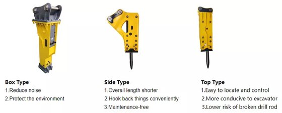 Pemecah Batu / Beton Pilih Excavator Hydraulic Hammer 200-1500 Kg