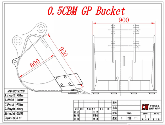 Disesuaikan Excavator GP Bucket 12Ton Model Standar Bucket Tanah Dig Excavator Attachment