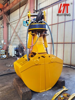 Heavy Duty 1.2m3 Rotatable Double Cylinder Clamshell Bucket Hydraulic Grapple Bucket Untuk Excavator 21-24Ton PC210 SH240 EX220 Digger Loading Sand Stone Mud untuk Dredging Pembersihan Sungai Pekerjaan Pengolahan Tanah
