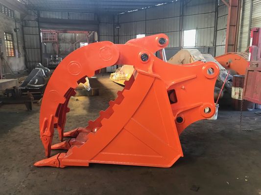 Excavator Thumb Bucket Q355 NM400 20 Ton Excavator PC200 EX200 untuk Pengolahan Limbah Batu Log Konstruksi