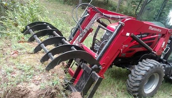 Attachment Rake Excavator Huitong untuk Pembersihan Lahan, Excavator 10 Ton, Root Grapple