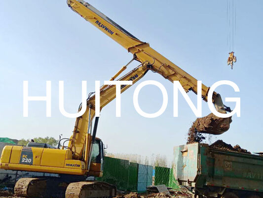 Excavator Telescopic Boom Tiga Tahap untuk PC350/CAT335 20m untuk pembongkaran bangunan tinggi / operasi pembongkaran vertikal