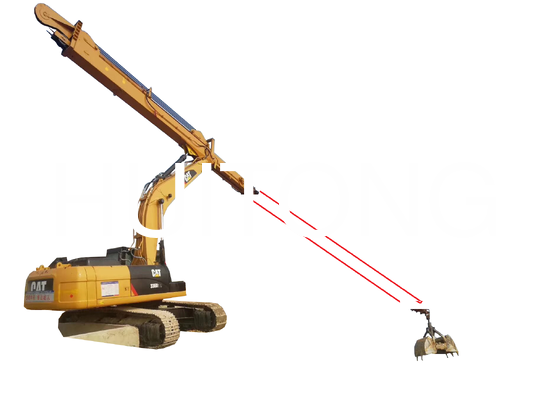 Excavator Telescopic Boom Tiga Tahap untuk PC400/CAT340 24m untuk pembongkaran bangunan tinggi / operasi pembongkaran vertikal