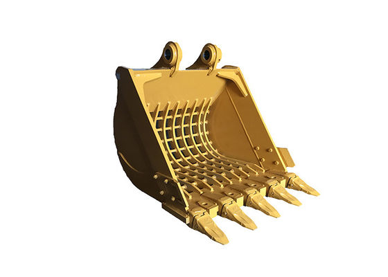 Excavator Garbing Sieving Bucket Heavy Duty Hardox450 Kuning / Hitam 0,2-2,8 Meter Kubik