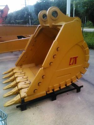 Excavator Garbing Sieving Bucket Heavy Duty Hardox450 Kuning / Hitam 0,2-2,8 Meter Kubik