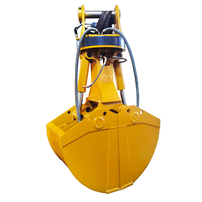 Bucket Clamshell Hidraulik Kuning Q355B Untuk Ekskavator Lengan Teleskopik