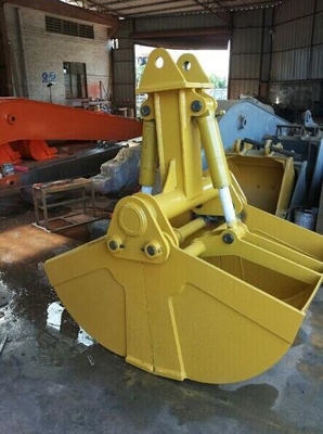 Hardox550 Excavator Clamshell Bucket Kapasitas Bucket Kuning untuk Excavator Berat