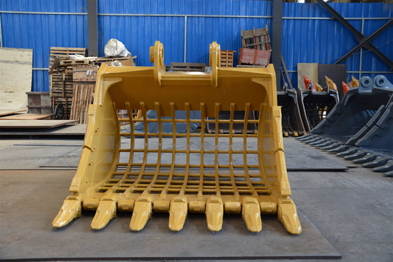 Kuning Hitam Excavator Skeleton Bucket 2,8 Meter Kubik Untuk CAT320 CAT315 CAT70