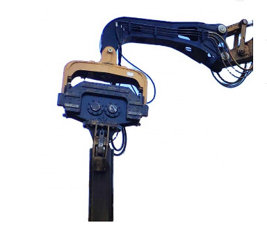 30 Ton Excavator Konstruksi Mesin Attachment Hydraulic Vibrating Hammer Dengan 2.5M Vice Arm Dan Q355/NM400/HARDOX450